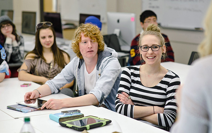 University students sitting around a table