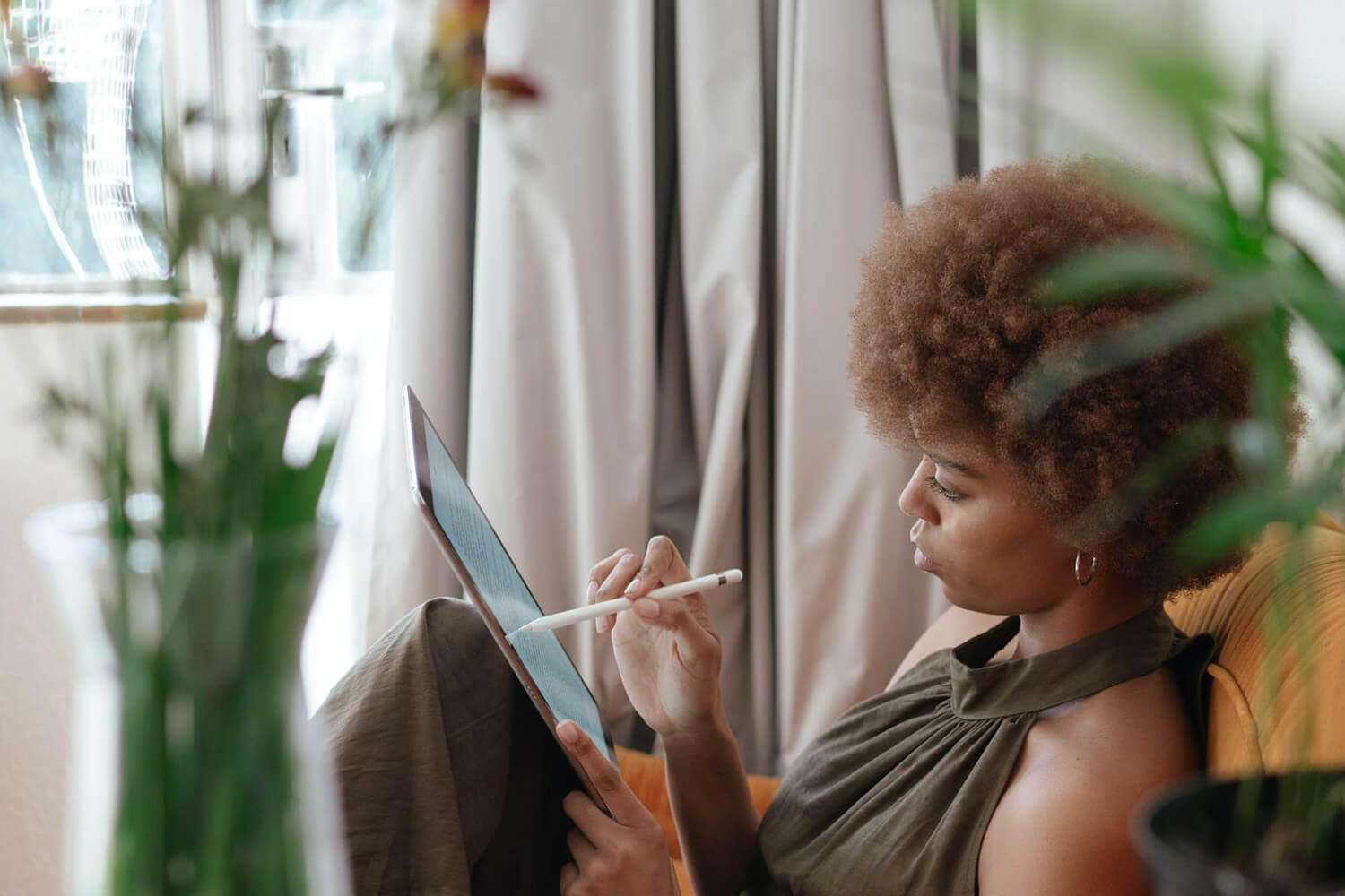 Student working on a tablet