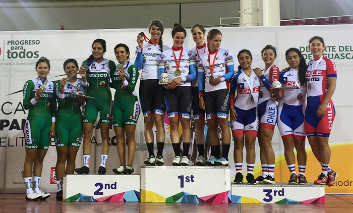 Jamie on the podium at the 2016 Pan American Track Cycling Championships in Mexico