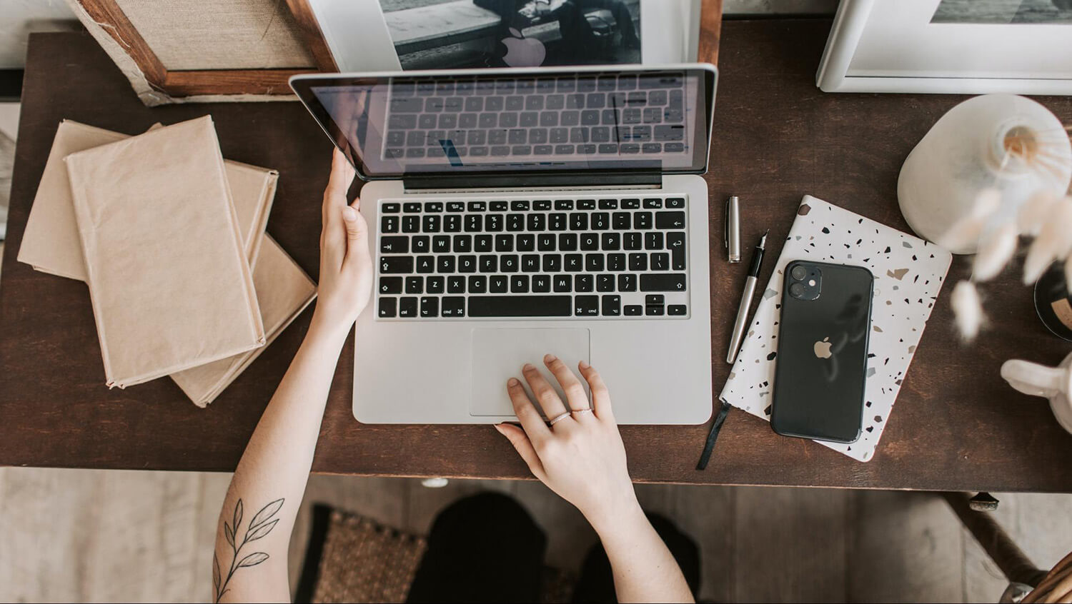 Student working on a laptop