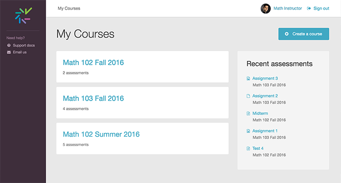 Screenshot of My Courses page