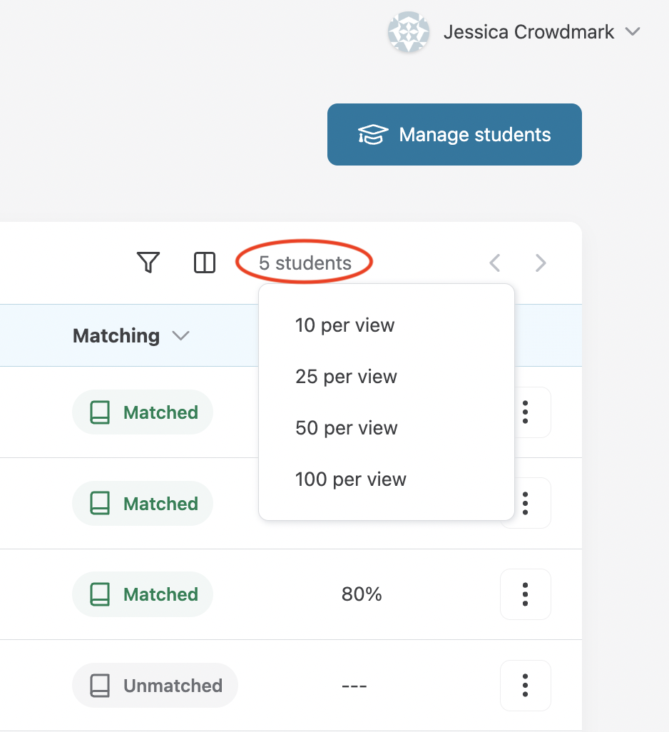 Customize the number of records displayed on each page.